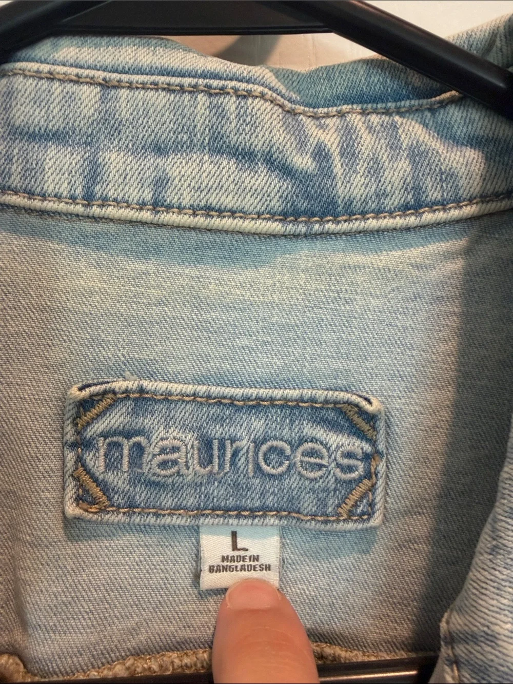Maurices Light Blue Denim Vest Hanging Organizer